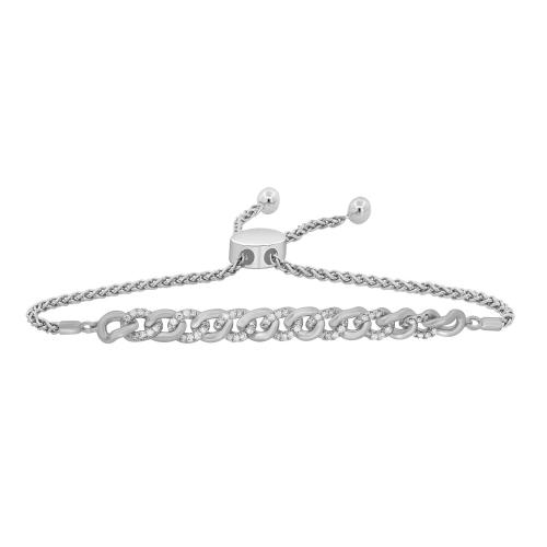 1/2 Ct. T.w. Diamond Bolo Bracelet In 10Kt White Gold