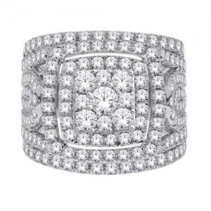 Ultimate Value® Cushion Composite Cluster Double Halo Multi-row Diamond Bridal Ring Set - 3 Ct. T.w. in 10K White Gold