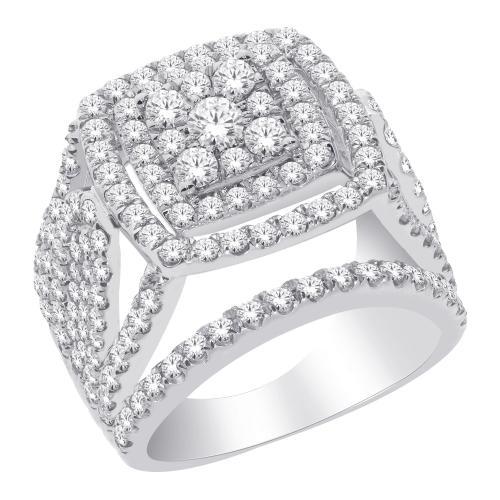 Ultimate Value® Cushion Composite Cluster Double Halo Multi-row Diamond Bridal Ring Set - 3 Ct. T.w. in 10K White Gold