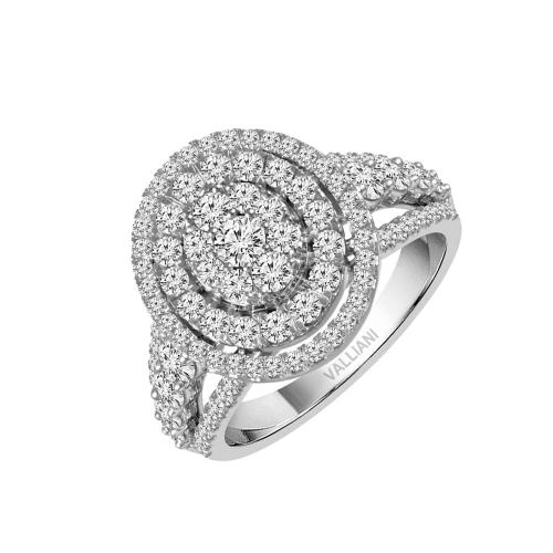 Ultimate Value® Oval Composite Cluster Triple Halo Split Shank Diamond Ring - 2 Ct. T.w. in 10K White Gold