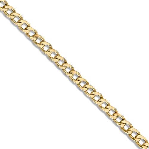 22 inch 5.5 mm Hollow Flat Curb Chain Necklace In 14Kt Yellow Gold