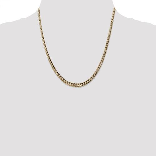22 inch 5.5 mm Hollow Flat Curb Chain Necklace In 14Kt Yellow Gold