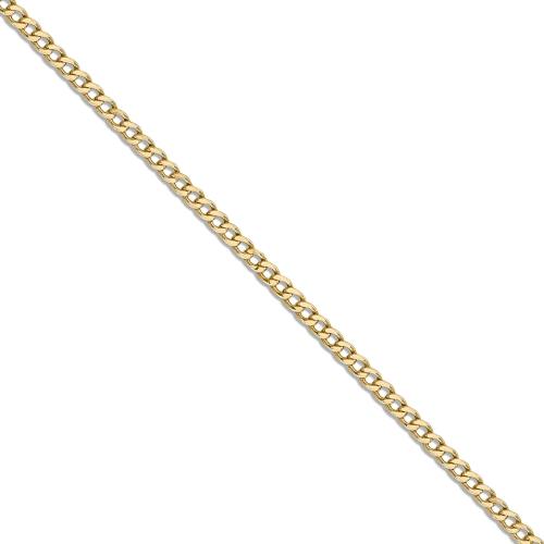 22 inch 3.6 mm Hollow Flat Curb Chain Necklace In 14Kt Yellow Gold