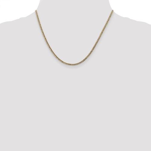 22 inch 3.6 mm Hollow Flat Curb Chain Necklace In 14Kt Yellow Gold