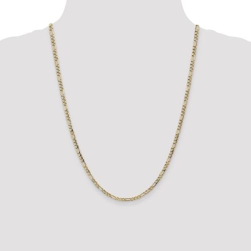 18 inch 3.5 mm Hollow Figaro Chain Necklace In 14Kt Yellow Gold