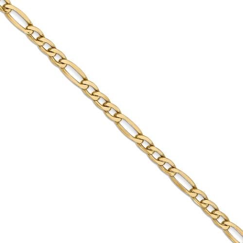 20 inch 3.5 mm Hollow Figaro Chain Necklace In 14Kt Yellow Gold