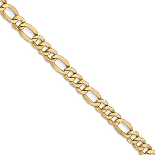 24 inch 5.5 mm Solid Figaro Chain Necklace In 14Kt Yellow Gold