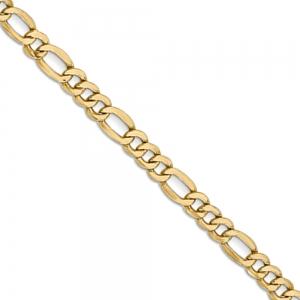 24 inch 5.5 mm Solid Figaro Chain Necklace In 14Kt Yellow Gold
