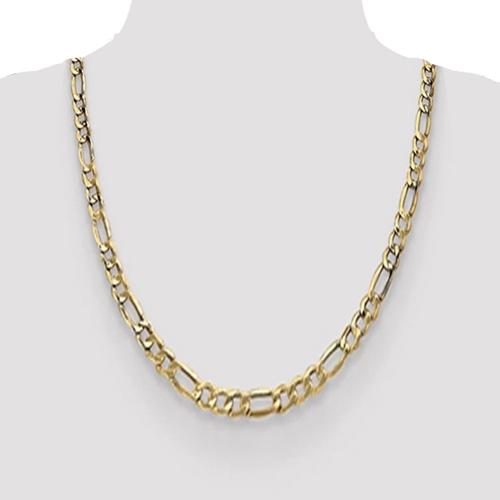24 inch 5.5 mm Solid Figaro Chain Necklace In 14Kt Yellow Gold