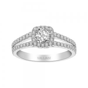 Diani® 2-row Cushion Halo Bridal Ring - 1 Ct. T.w. in 14K White Gold