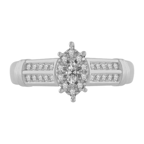 0.4 Ct. T.w. Diamond Trio Bridal Ring Set In 14Kt White Gold
