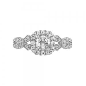 Diani® Semi-mount Cushion Halo Engagement Ring - 0.50 Ct. T.w. in 14K White Gold
