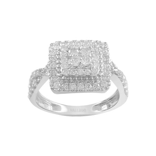 Ultimate Value® 4-stoneComposite Double Halo Cushion Frame Pave Diamond Ring - 1 Ct. T.w. in 10K White Gold
