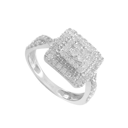 Ultimate Value® 4-stoneComposite Double Halo Cushion Frame Pave Diamond Ring - 1 Ct. T.w. in 10K White Gold