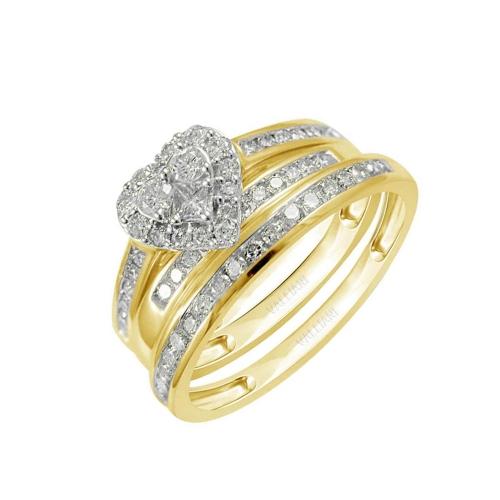 1.65 Ct. T.w. Diamond Trio Bridal Ring Set In 14Kt Yellow Gold