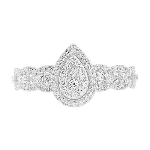 Everlasting Love® Pear-shaped Cluster Diamond Bridal Ring Set - 1.25 Ct. T.w. in 14K White Gold