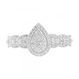 Everlasting Love® Pear-shaped Cluster Diamond Bridal Ring Set - 1.25 Ct. T.w. in 14K White Gold