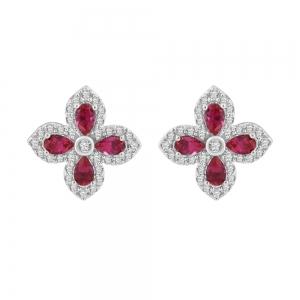 Ruby Clover Diamond Studs - 2.18 Ct. T.w. in 14K White Gold