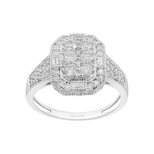 Ultimate Value® Multi-stone Composite Halo with Baguette Accents Diamond Ring - 1 Ct. T.w. in 10K White Gold