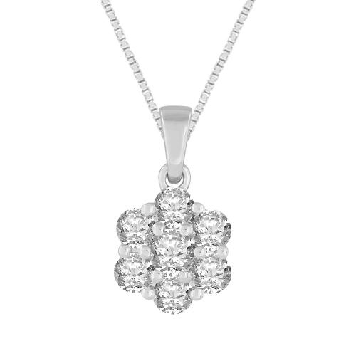 Diani® 7-stone Floral Cluster Pendant - 1 Ct. T.w. in 14K White Gold