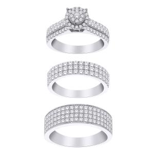 2.65 Ct. T.w. Diamond Trio Bridal Ring Set In 14Kt White Gold