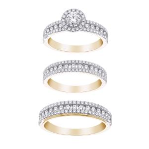 2 Ct. T.w. Diamond Trio Bridal Ring Set In 14Kt Yellow Gold