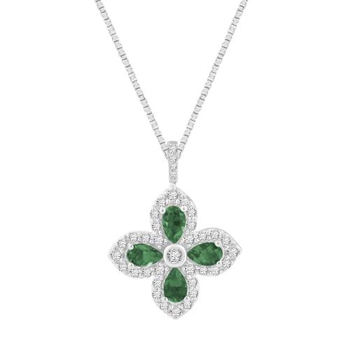 Emerald Clover Diamond Pendant - 0.75 Ct. T.w. in 14K White Gold