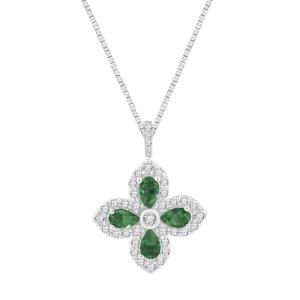 Emerald Clover Diamond Pendant - 0.75 Ct. T.w. in 14K White Gold