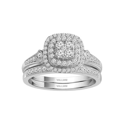 Everlasting Love® Cushion Cluster Diamond Bridal Ring Set - 0.50 Ct. T.w. in 14K White Gold