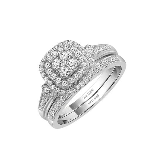 Everlasting Love® Cushion Cluster Diamond Bridal Ring Set - 0.50 Ct. T.w. in 14K White Gold