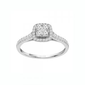 Everlasting Love® Cushion Cluster Halo Diamond Ring - 0.38 Ct. T.w. in 14K White Gold