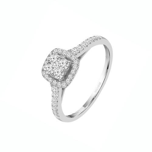 Everlasting Love® Cushion Cluster Halo Diamond Ring - 0.38 Ct. T.w. in 14K White Gold