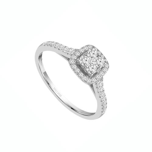 Everlasting Love® Cushion Cluster Halo Diamond Ring - 0.38 Ct. T.w. in 14K White Gold