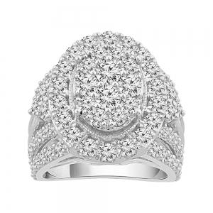 Everlasting Love® Oval Cluster Double Halo Twist Shank Diamond Ring - 4 Ct. T.w. in 14K White Gold