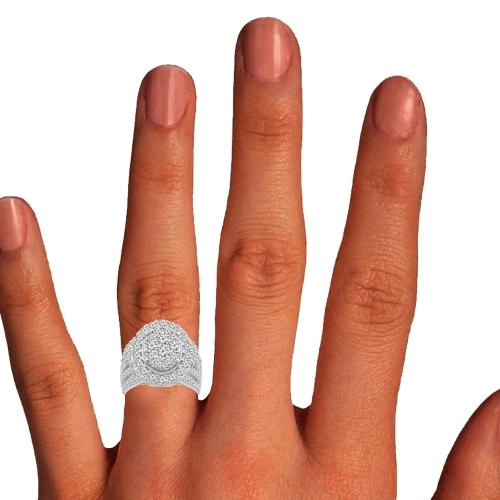 Everlasting Love® Oval Cluster Double Halo Twist Shank Diamond Ring - 4 Ct. T.w. in 14K White Gold