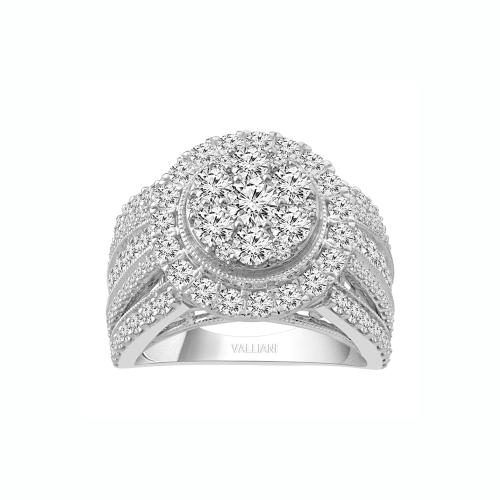 Everlasting Love® Round Composite Double Halo Diamond Engagement Ring - 3 Ct. T.w. in 14K White Gold