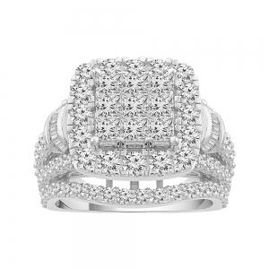 Everlasting Love® Square Composite Diamond Engagement Ring - 4 Ct. T.w. in 14K White Gold