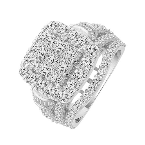 Everlasting Love® Square Composite Diamond Engagement Ring - 4 Ct. T.w. in 14K White Gold