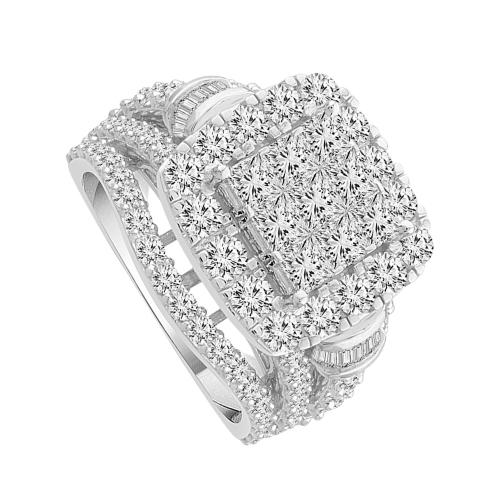 Everlasting Love® Square Composite Diamond Engagement Ring - 4 Ct. T.w. in 14K White Gold