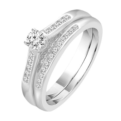 Diani® Solitaire Bridal Ring Set - 1 Ct. T.w. in 14K White Gold