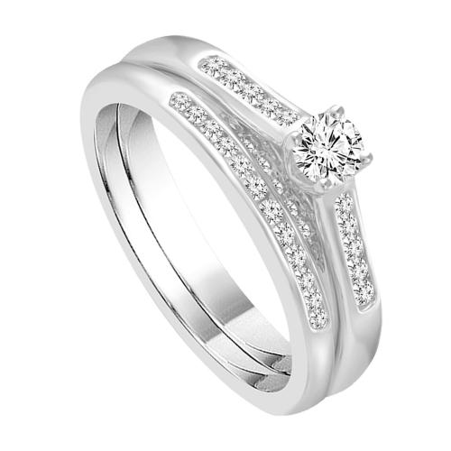 Diani® Solitaire Bridal Ring Set - 1 Ct. T.w. in 14K White Gold