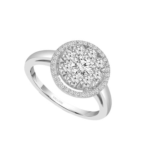 Diani® Cluster Composite Halo Engagement Ring - 0.75 Ct. T.w. in 14K White Gold