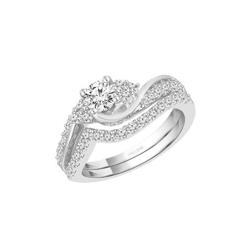 Diani® 2-row Round Solitaire Bridal Ring Set - 1 Ct. T.w. in 14K White Gold