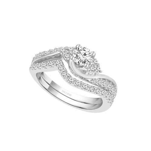 Diani® 2-row Round Solitaire Bridal Ring Set - 1 Ct. T.w. in 14K White Gold