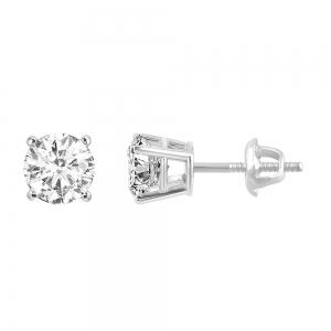 Ultimate Value® Round Solitaire Diamond Screw Studs - 0.50 Ct. T.w. in 14K White Gold