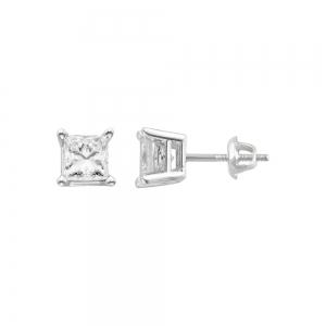 Ultimate Value® Princess-cut Solitaire Diamond Screw Studs - 0.25 Ct. T.w. in 14K White Gold