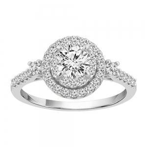 Diani® Double Halo and Accents Engagement Ring - 1 Ct. T.w. in 14K White Gold