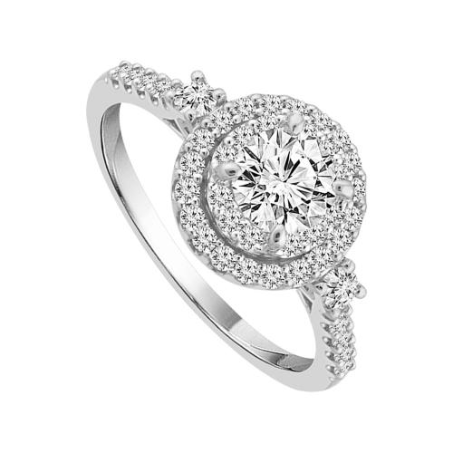 Diani® Double Halo and Accents Engagement Ring - 1 Ct. T.w. in 14K White Gold