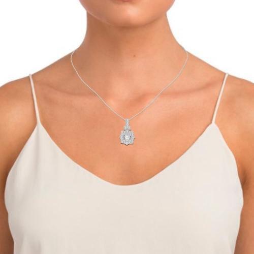 Novello Lab-grown Diamonds Halo Pendant 1.25 Ct. T.w. in 14K White Gold