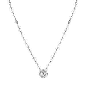 Novello Lab-grown Diamonds Halo Necklace 5.90 Ct. T.w. in 14K White Gold
